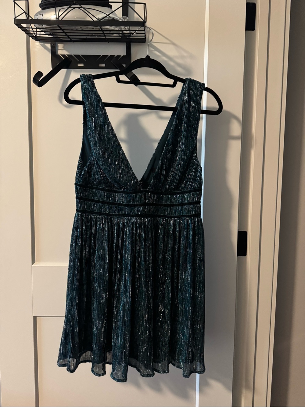 Lulu's Smokeshow Teal Metallic Mini Dress